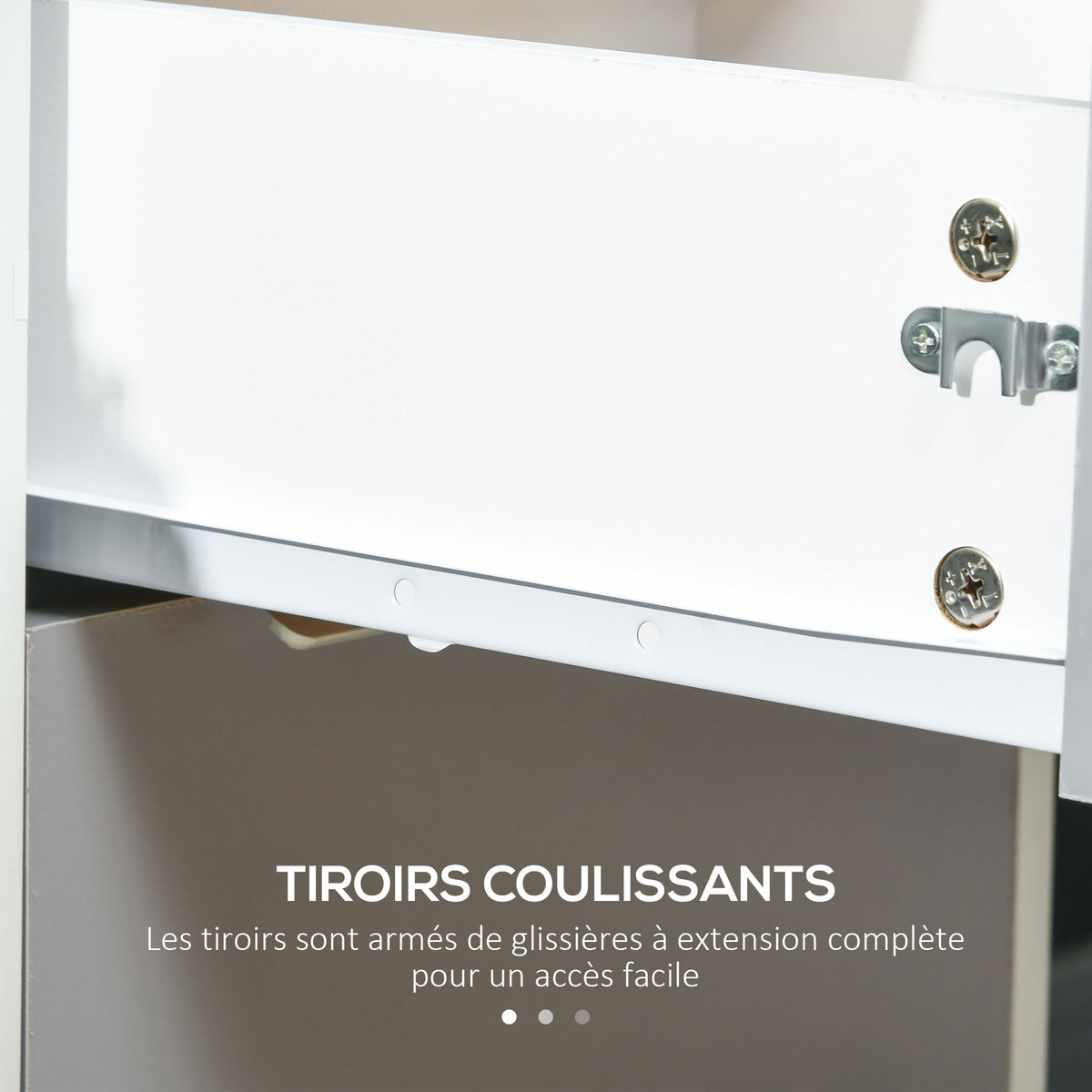 Caisson de bureau à roulettes avec 3 tiroirs et serrure pour dossiers 40 x 40 x 63,5 cm blanc et gris