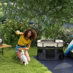 Parc enclos pliable pour chien chat petits animaux en tissu Oxford avec rangement 94 x 74 x 60 cm blanc crème et noir
