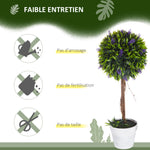 Lot de 2 plantes Artificielles avec fleurs de lavande, tronc et pot inclus - hauteur 60 cm vert