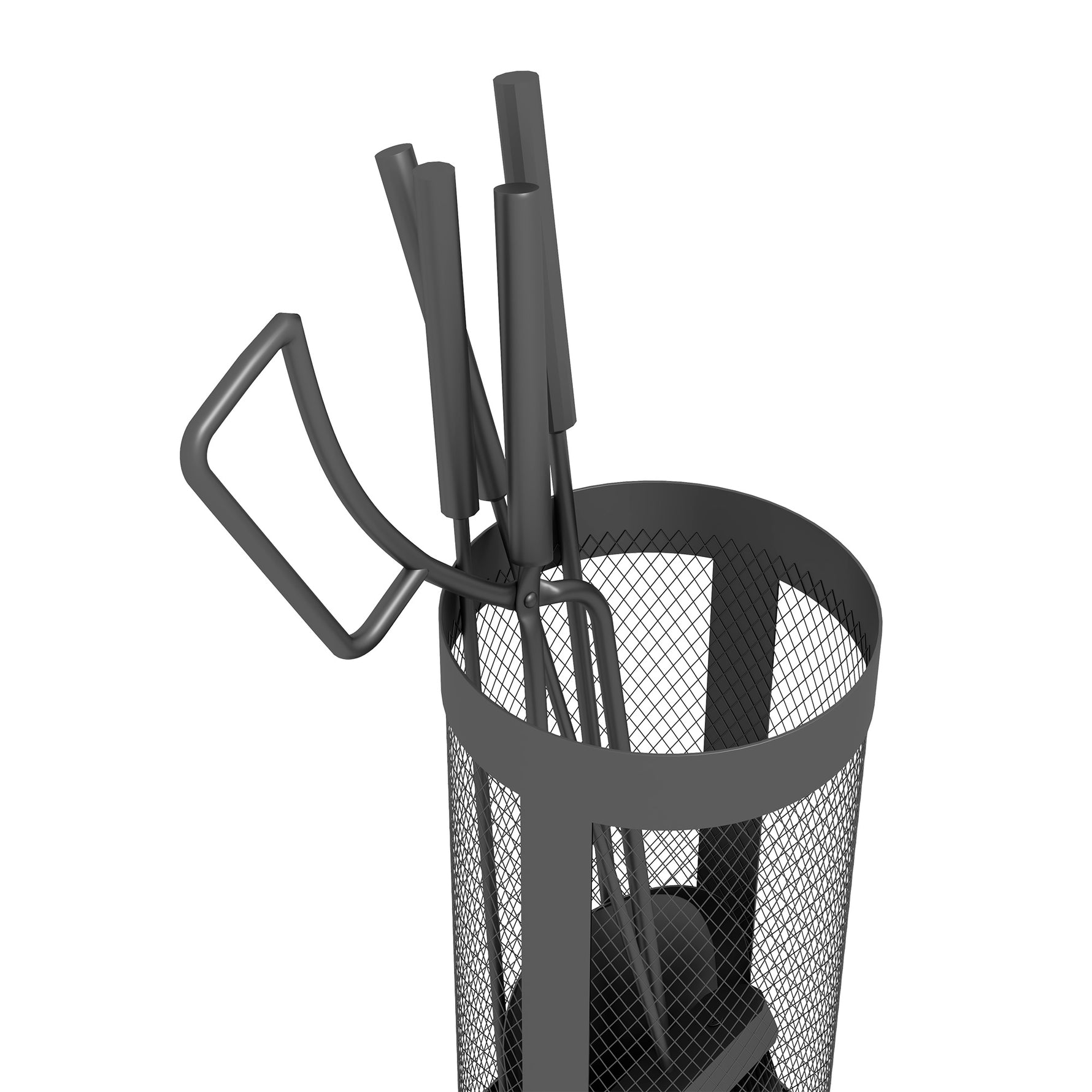 Ensemble serviteur de cheminée, serviteur de cheminée à 5 pièces, balai pelle pince tisonnier et seau, métal, noir