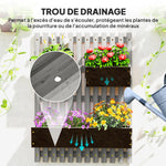 Jardinière murale potager avec 3 bacs en bois massif amovibles, tissu non tissé, 60 x 16 x 80 cm gris-6