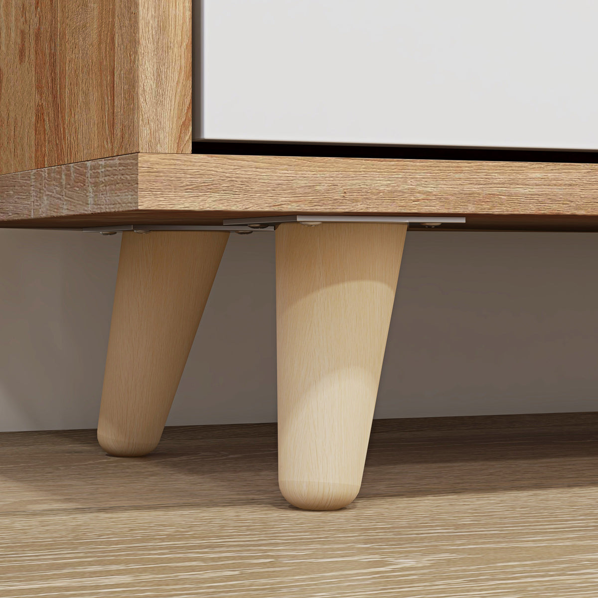 Meuble à chaussures 3 abattants avec étagère réglable, 72L x 24P x 119H cm, naturel et blanc