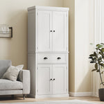 Armoire de cuisine buffet cuisine multi-rangements étagères réglables 4 portes grand tiroir 76,2 x 40,2 x 183 cm blanc