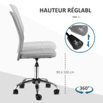 Chaise de Bureau Ergonomique, Fauteuil de Bureau, Hauteur Réglable, Piètement Chromé, Pivotant 360°, Revêtement Maille, Gris