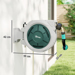 Enrouleur Tuyau Arrosage Mural 30 m x Ø 15 mm Dévidoir Automatique de Tuyaux d'Eau Rétractable Automatique gris