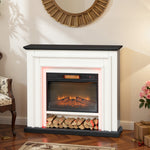 Cheminée électrique 1800W, fausse cheminée décorative lumières LED RGB, effet flamme, manteau, 105 x 27 x 97 cm, noir