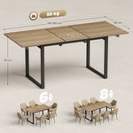 Mesa de comedor rectangular extensible para 6 a 8 personas, mesa de cocina con extensión de 140-180 cm, efecto madera natural
