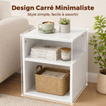 Table d'Appoint, Table Basse Moderne 3 Niveaux avec Étagères Ouvertes, pour Salon, Chambre ou Bureau, Blanc