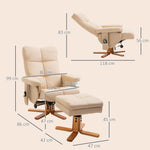 Massage-Relaxsessel mit Hocker, um 360° drehbarer Relaxsessel, neigbare Rückenlehne, 80 x 86 x 99 cm, Creme