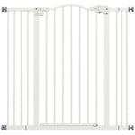 Barrera de seguridad para perros extensible 74-100 cm cierre automático fijación a presión sin taladrar blanco