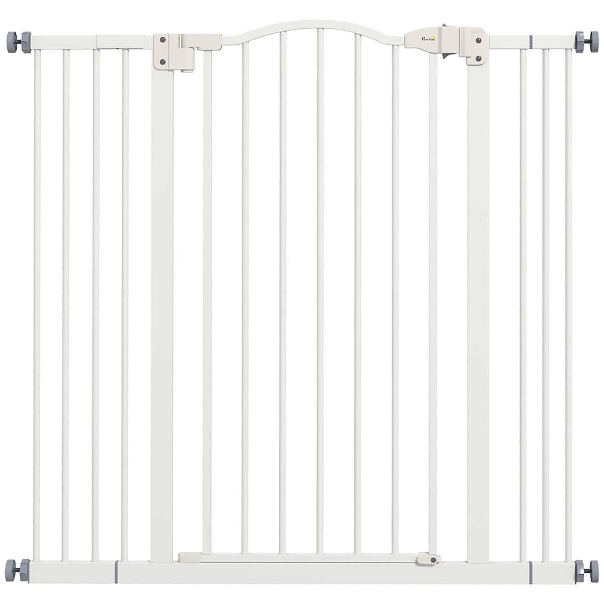 Barrera de seguridad para perros extensible 74-100 cm cierre automático fijación a presión sin taladrar blanco