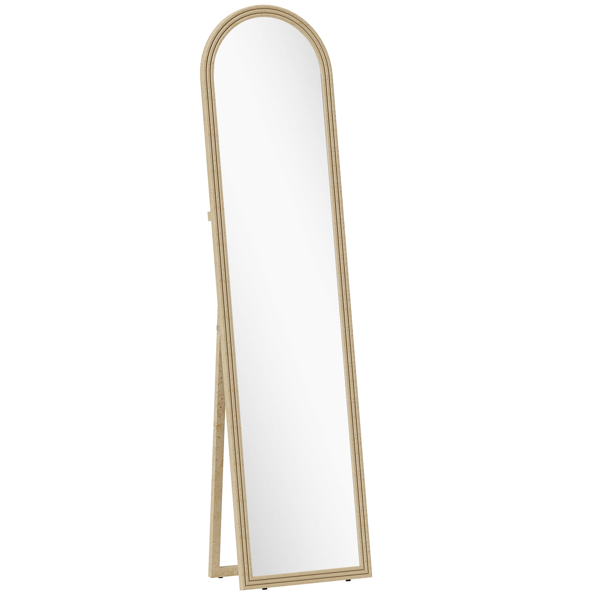 Miroir de sol arqué pleine longueur miroir sur pied cadre en effet imitation pierre pour salon chambre 40 x 160 cm beige