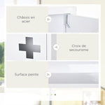 Armoire à pharmacie murale 2 étagères 3 niveaux avec porte aimantée métal 30 x 12 x 60 cm blanc