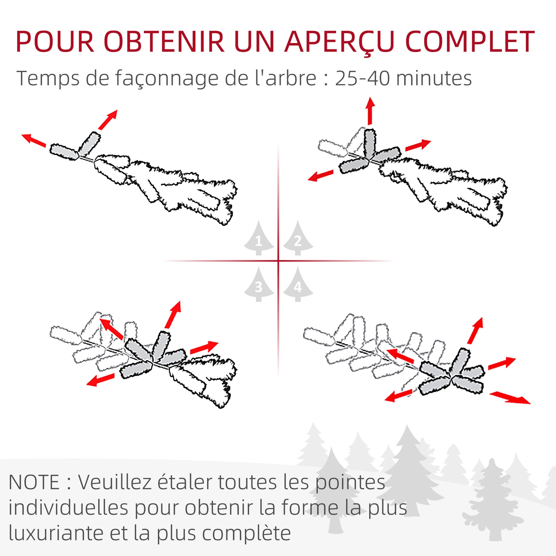 Sapin de Noël artificiel lumineux 703 branches 250 LED 30 pommes de pin support pied pliable hauteur 180 cm Ø 80 vert