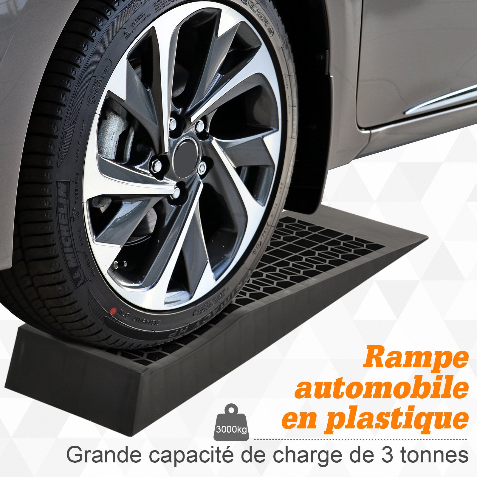 Ensemble de 2 rampes pour voiture véhicule utilitaire rampe de chargement lourde 3T caravane camping-car dim. 70L x 19,5l x 7,8H cm PP noir