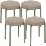 Lot de 4 Tabourets Empilables Ronds avec Assise Rembourrée, sans Dossier, Gain de Place, 45 x 45 x 47,5 cm, Marron Cair