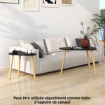 Lot de 2 tables basses gigognes design scandinave pieds en bois et plateau en bois, noir