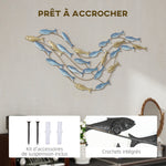 Décoration murale en métal moderne, sculpture murale en métal avec motif de poisson unique, 100 x 50 cm, bleu clair