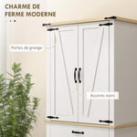 Armoire de cuisine buffet cuisine, 4 portes, 6 étagères à porte,1 tiroir et étagères réglables 76,5 x 40 x 181 cm blanc