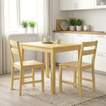 Lot de 2 chaises de salle à manger en bambou, chaises de cuisine sans accoudoirs avec assise à lattes, bois naturel