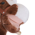 Schaukelpferd Cowboypferd Sattel Großer Komfort für Kinder ab 36 Monaten Kurzflor Plüsch Weich Holz Pappel Belastung 40 kg Braun Weiß