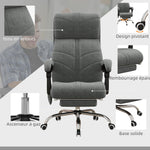 Fauteuil chaise de bureau massant chauffant inclinable avec repose-pieds intégré 5 roulettes gris