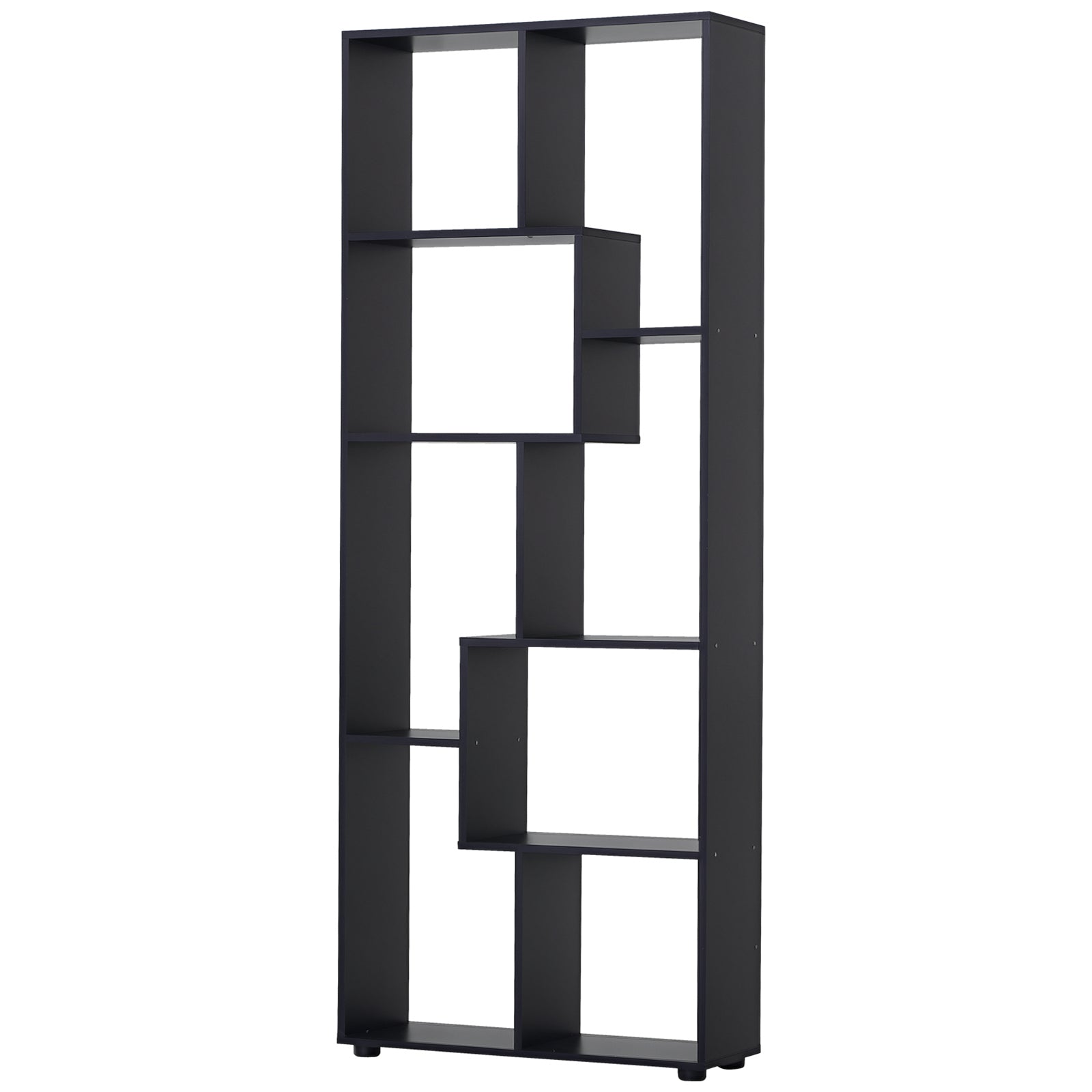 Zig zag bookshelf Contemporary design 70L x 24W x 178H cm black particle board