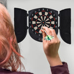 Cible jeu de fléchettes électronique refermable 26 jeux jusqu'à 8 joueurs affichage LCD haut-parleur noir