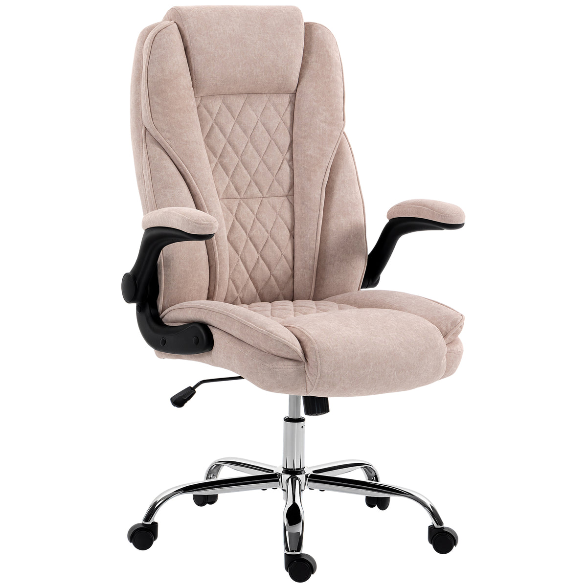 Fauteuil de bureau, chaise bureau ergonomique, hauteur réglable, accoudoirs relevables, 70 x 70 x 114-122 cm, rose