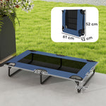Lit surélevé pour chiens pliable rafraîchissant, lit de camp pour animaux en maille respirante 107x61x20cm bleu foncé