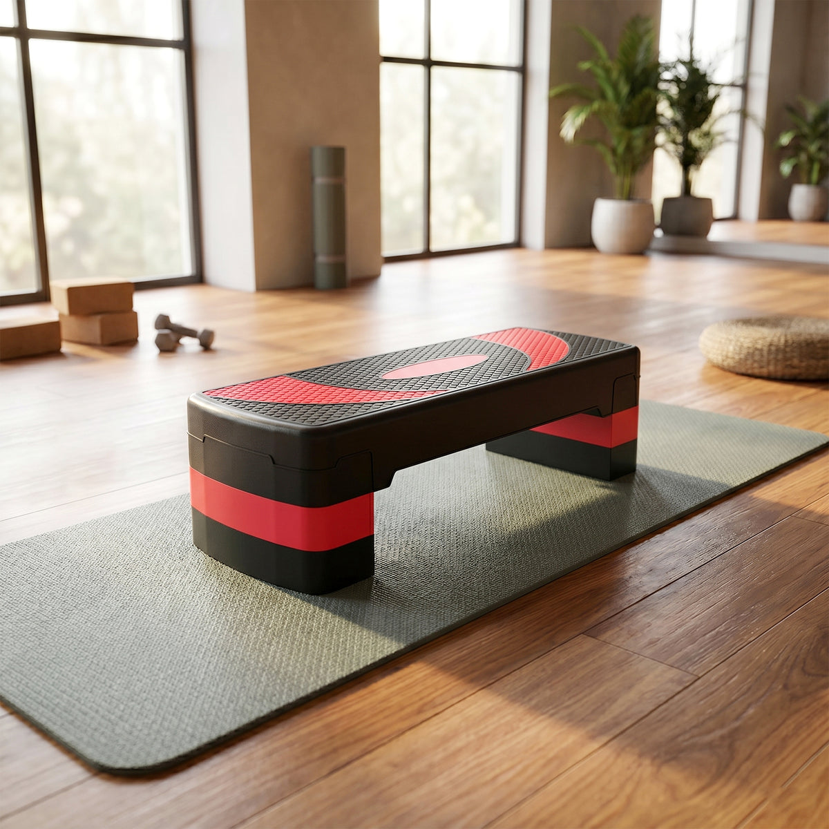 Stepper fitness aerobica altezza regolabile superficie antiscivolo 80 x 31 x 20 cm nero rosso