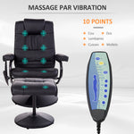 Elektrische, draaibare en verstelbare massage- en relaxfauteuil met voetensteun, bekleed met zwart kunstleer