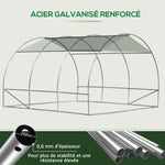 Serre de jardin 9 m² serre tunnel de jardin 3 x 3 x 2 m avec porte enroulable et 6 fenêtres en maille en acier PE vert