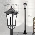 Luminaire extérieur lampadaire sur pied solaire lampadaire lanterne classique LED 30 Lm 15 x 15 x 127 cm noir