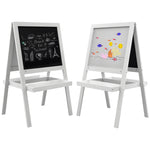 Tableau chevalet enfant 2 en 1 face ardoise magnétique et face tableau noir à craie blanc