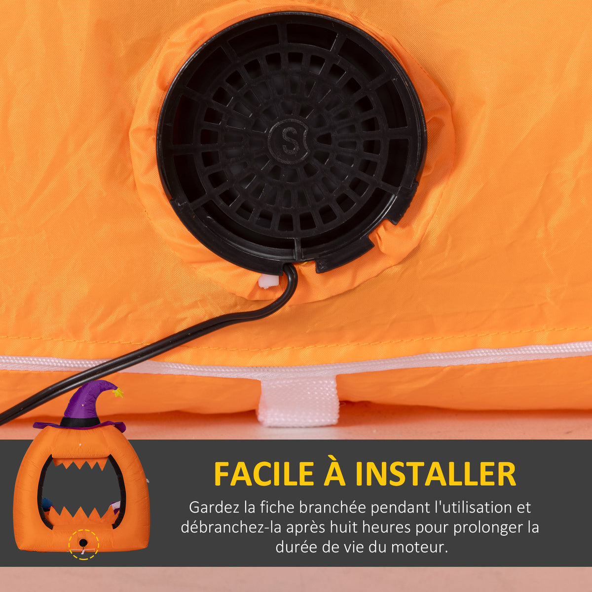 Arche de citrouille gonflable d'Halloween 150 cm avec fantôme mignon décoration gonflable d'Halloween avec lumières LED