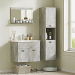 Ensemble de Meubles de Salle de Bain 4 Pièces, Mural, avec Miroir, Meuble sous Vasque, Lavabo et Armoire Haute, gris