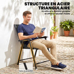 Lot de 4 Chaises de Jardin Pliantes Structure Acier Robuste sans Montage Dossier Haut Ergonomique 58x62x97cm Noir