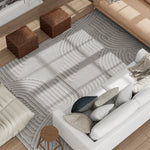 Tapis salon 160 x 120 cm, tapis à poils épais géométrique, moelleux et antidérapant, gris