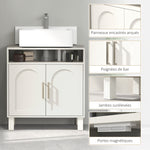 Meuble salle de bain sous lavabo meuble sous lavabo placard 2 portes avec étagère réglable 60 x 30 x 63 cm blanc