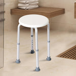 Höhenverstellbarer Duschhocker, ergonomischer Duschsitz, rutschfeste Füße, max. Belastung 136 kg, Alu/HDPE, weiß