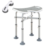 Tabouret de douche siège de douche hauteur ajustable 39-51,5 cm barre d'appui à ventouse patins à ventouse gris