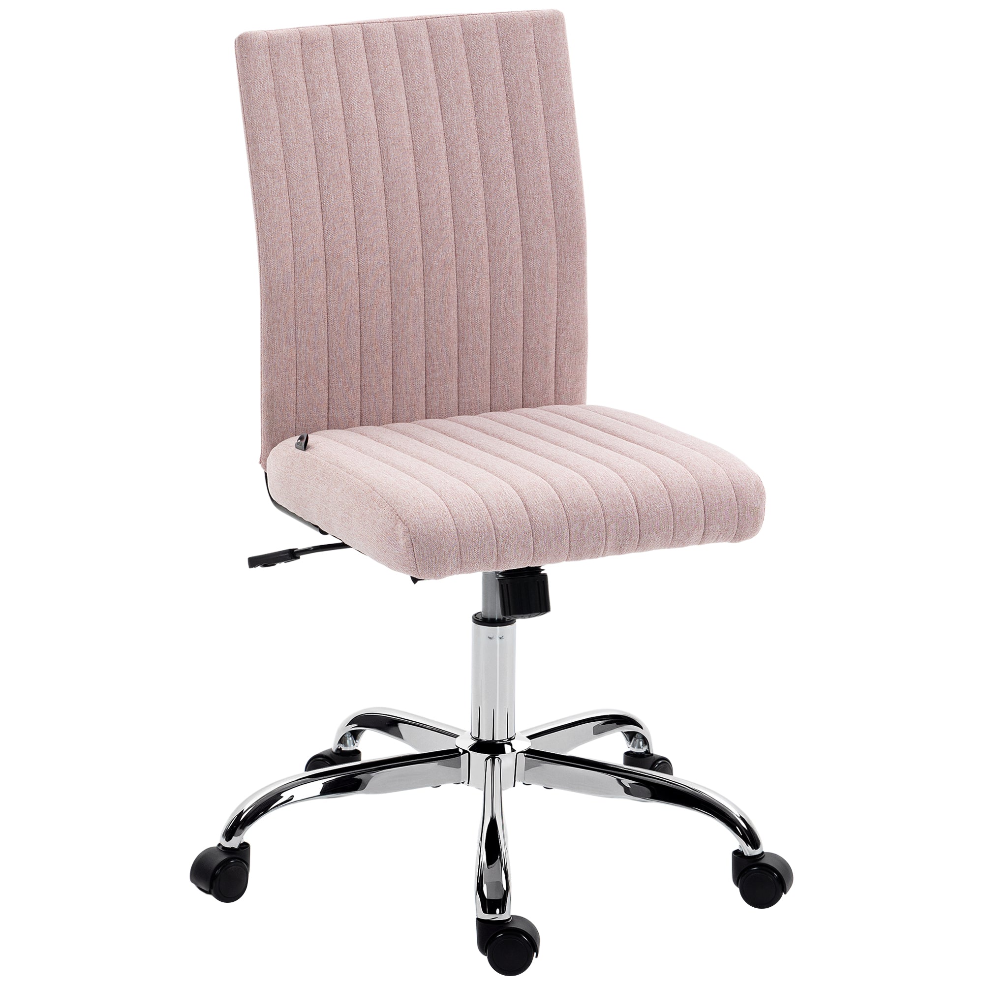 Chaise de bureau sans accoudoirs, fauteuil de bureau, hauteur réglable et pivotant 360°, 43 x 56 x 89-99 cm, rose