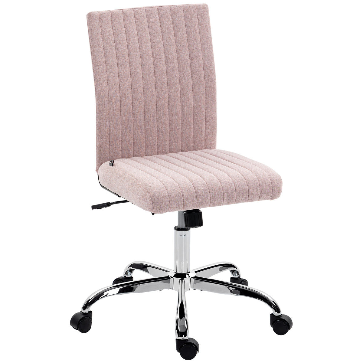 Chaise de bureau sans accoudoirs, fauteuil de bureau, hauteur réglable et pivotant 360°, 43 x 56 x 89-99 cm, rose