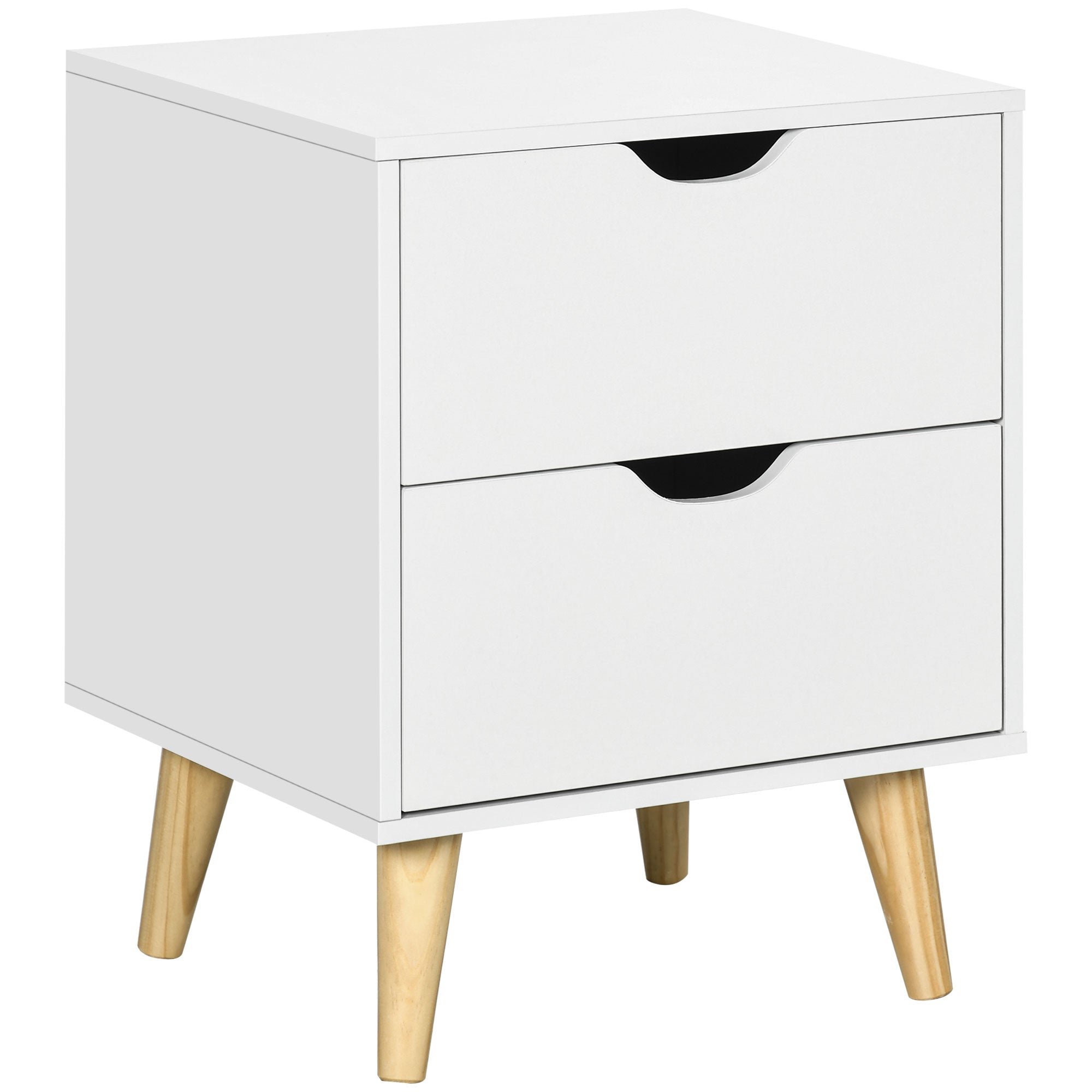 Table de chevet table de nuit avec 2 tiroirs, style scandinave pour chambre à coucher, salon, 40 x 35 x 50,5 cm, blanc