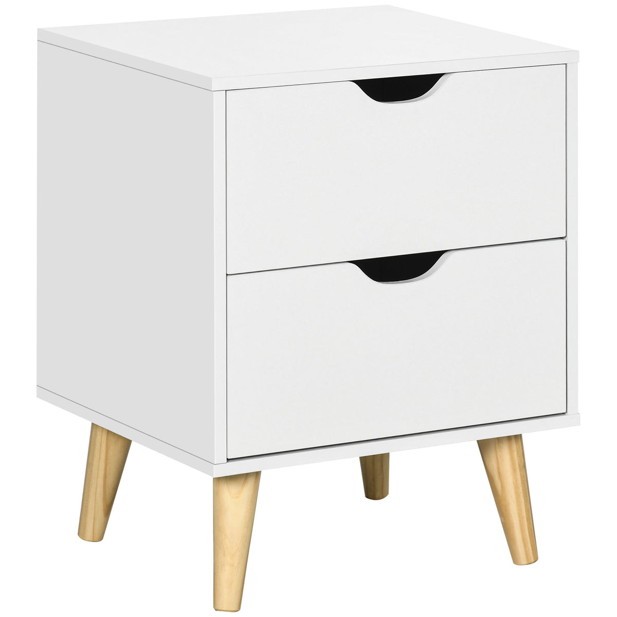 Table de chevet table de nuit avec 2 tiroirs, style scandinave pour chambre à coucher, salon, 40 x 35 x 50,5 cm, blanc