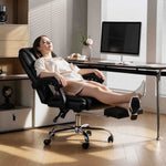 Chaise Bureau Ergonomique, Fauteuil de Bureau Inclinable, Assise rembourrée en PU, Hauteur Réglable, Noir