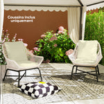 Ensemble de 2 coussins d'assise avec dossier, coussin d'assise et de dossier extérieur et intérieur, crème