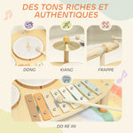 Jeux de Tambours pour Bébé, Tambour bébé avec Xylophone pour Tout-Petits, Instruments de Musique en Bois, Naturel