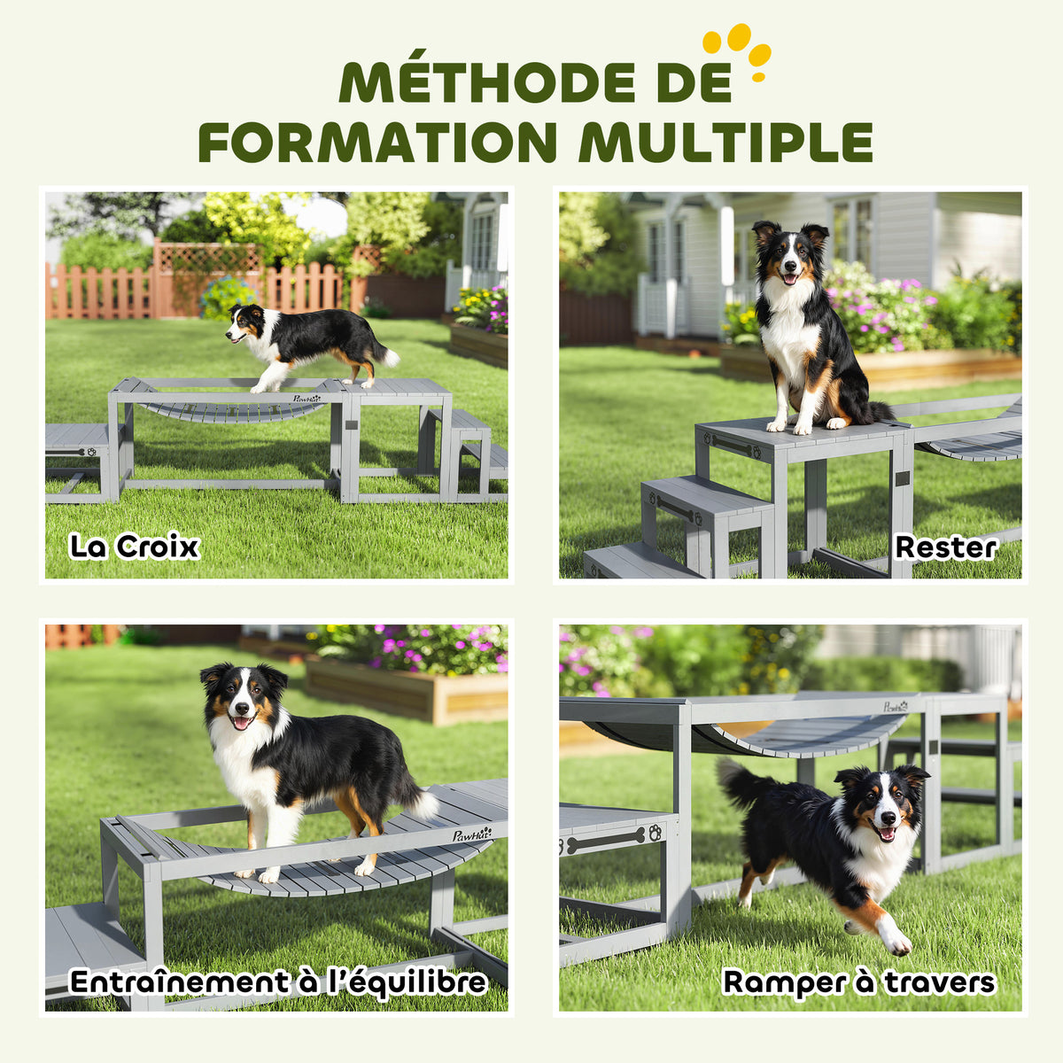 Dog agility training equipment 3-piece solid wood dog agility kit gray